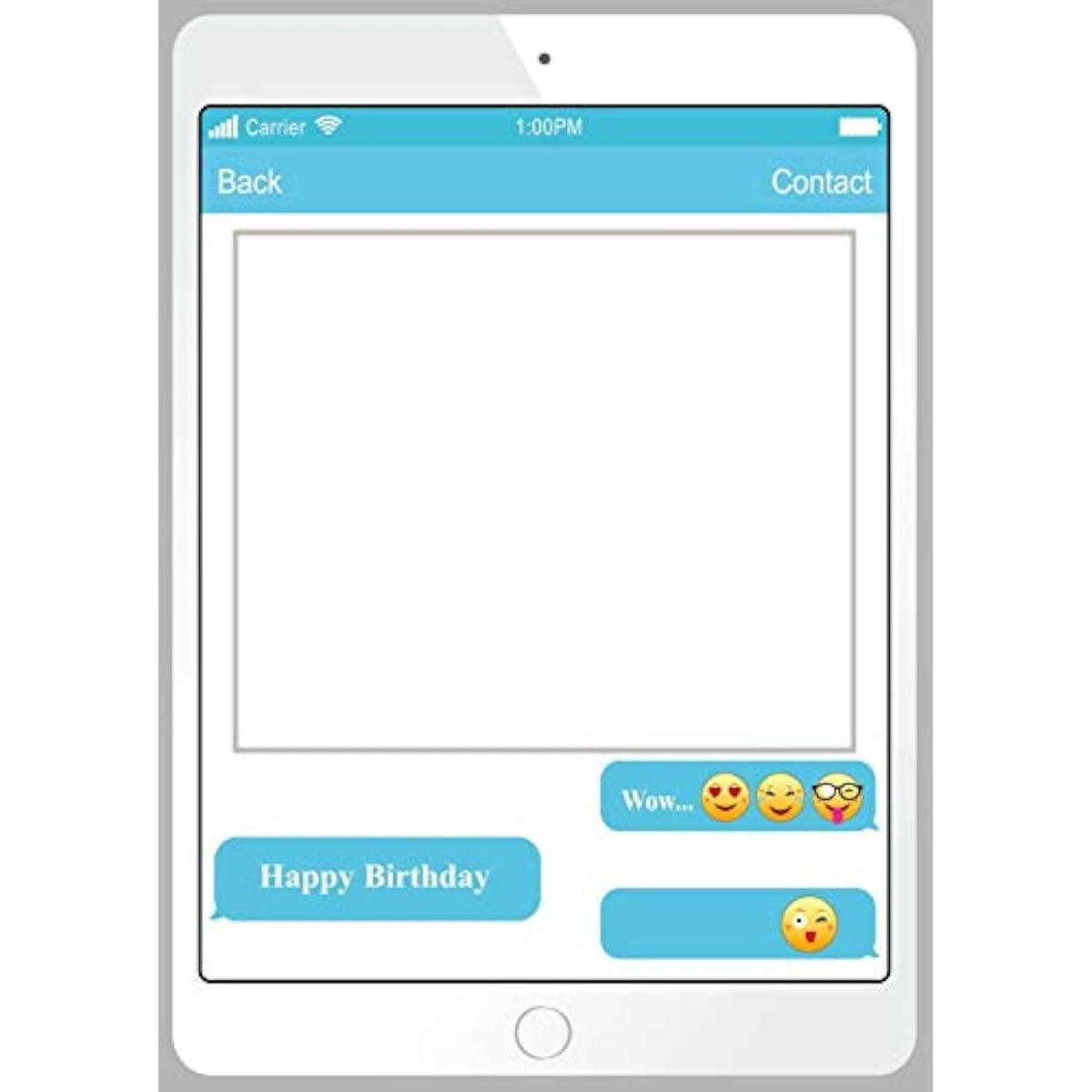 Photo Booth Props Frame, Phone Happy Birthday Party Photo Booth Selfie Picture Frame (Blue)