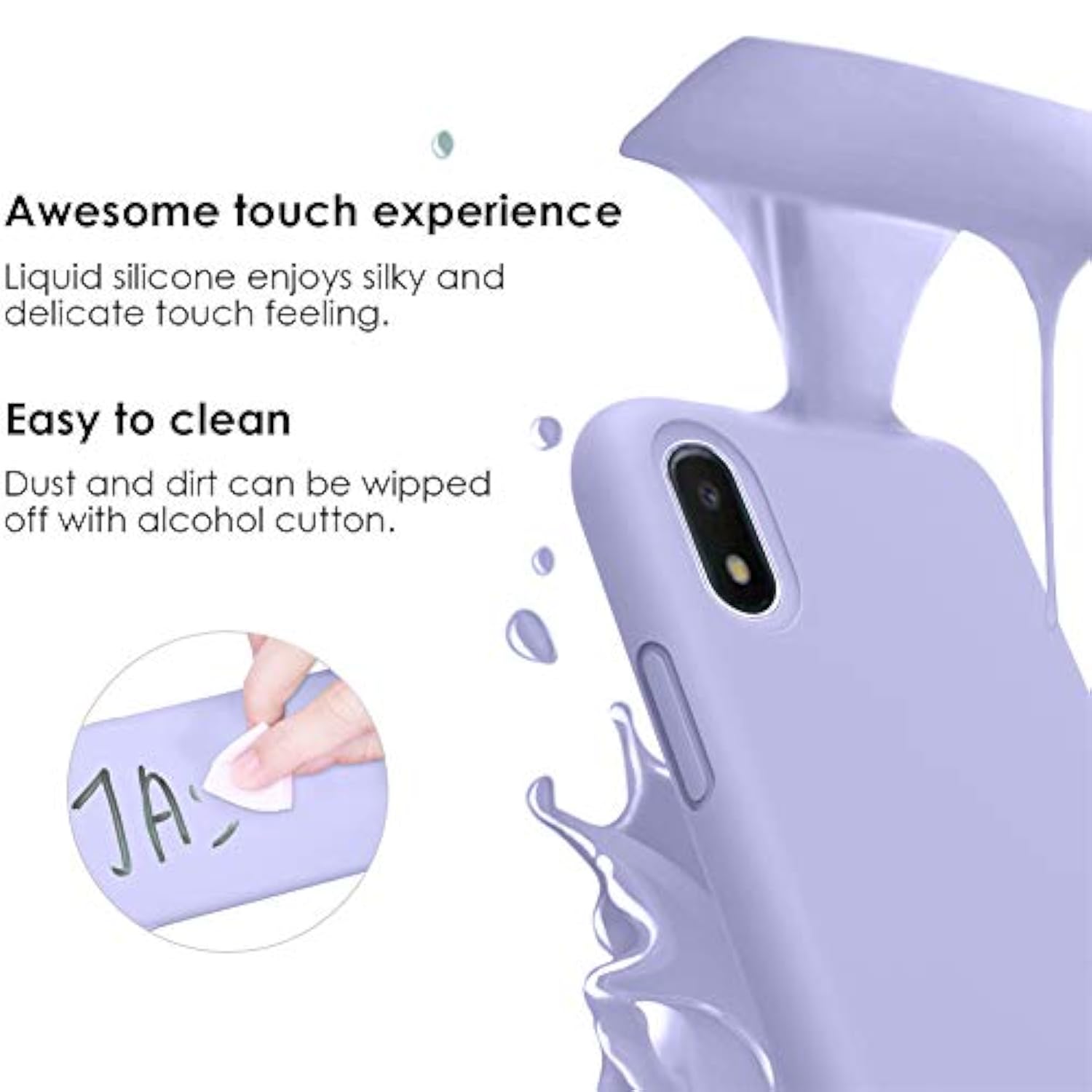Silicone Case For Samsung Galaxy A10E, Gel Rubber Full Body Protection Shockproof Cover Drop Protection (Purple)