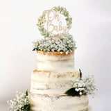 Oh Baby Cake Topper In Wood Baby Shower Party Greeny Cake Decoration (Design 01)