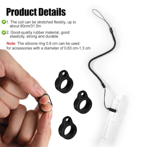 10pcs Pen Lanyards, Elastic Lanyard Tether with Silicone Rings Retractable Stylus Tether Clipboard Pen Strap Tablet Holder Anti-Lose Leash for