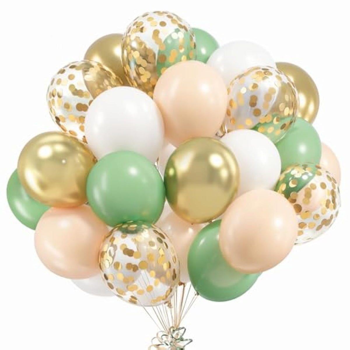 Sage Green White Gold Balloons, 50 Pcs Sage Green Blush Gold Confetti Latex Balloon For Birthday Baby Shower Wedding Bridal Shower Eucalyptus Party Decorations…