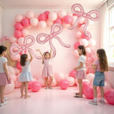 4 Pcs Large Pink Bow Balloons Pink Party Decorations For Women And Girls Birthday, Bridal Shower, Baby Shower, Bachelorette Engagement, Halloween Party Supplies 26 X 24 Inch