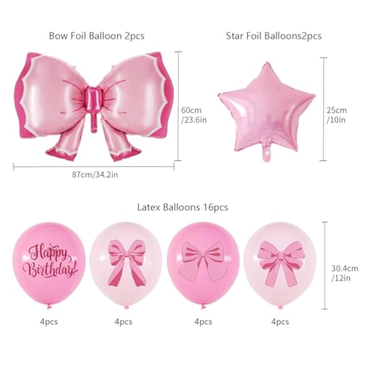 Pink Bow Birthday Party Decorations , Bow Theme Pink Coquette Birthday Decorations Bow Banner And Balloons For Girls' Party Baby Shower Bachelorette Party