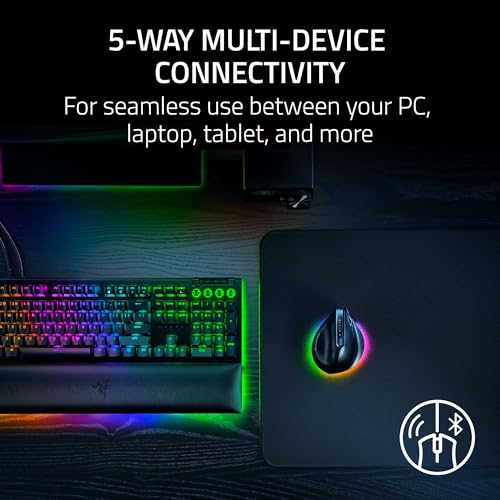 Pro Click V2 Vertical Wireless Mouse: 6 Button Ergonomic Design - One Click Ai Prompt - Supports Windows & Mac - Multi Device Connectivity Via 2.4Ghz, Bluetooth, Or Usb C Wired Mode - Chroma Rgb