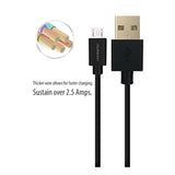 Short Android Phone Charger 6-Inch [4 Pack] by HomeSpot Tangle-Free USB Cable for Android Charging Cable for Galaxy S7/S6, Sony, Motorola - Black