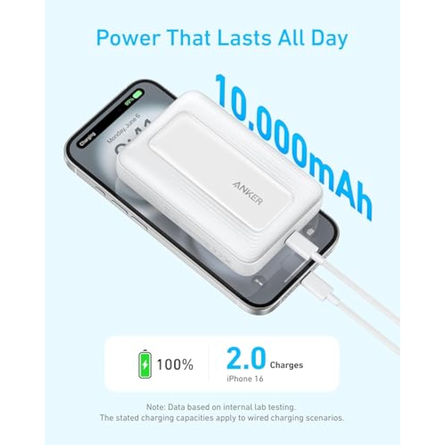 ANKER Zolo Magnetic Power Bank, Compact 10,000mAh Wireless Portable Charger with 30W Max Fast Charging, Skin-Friendly and Durable Battery Pack, for iPhone 16/15/14 Series, AirPods, and More
