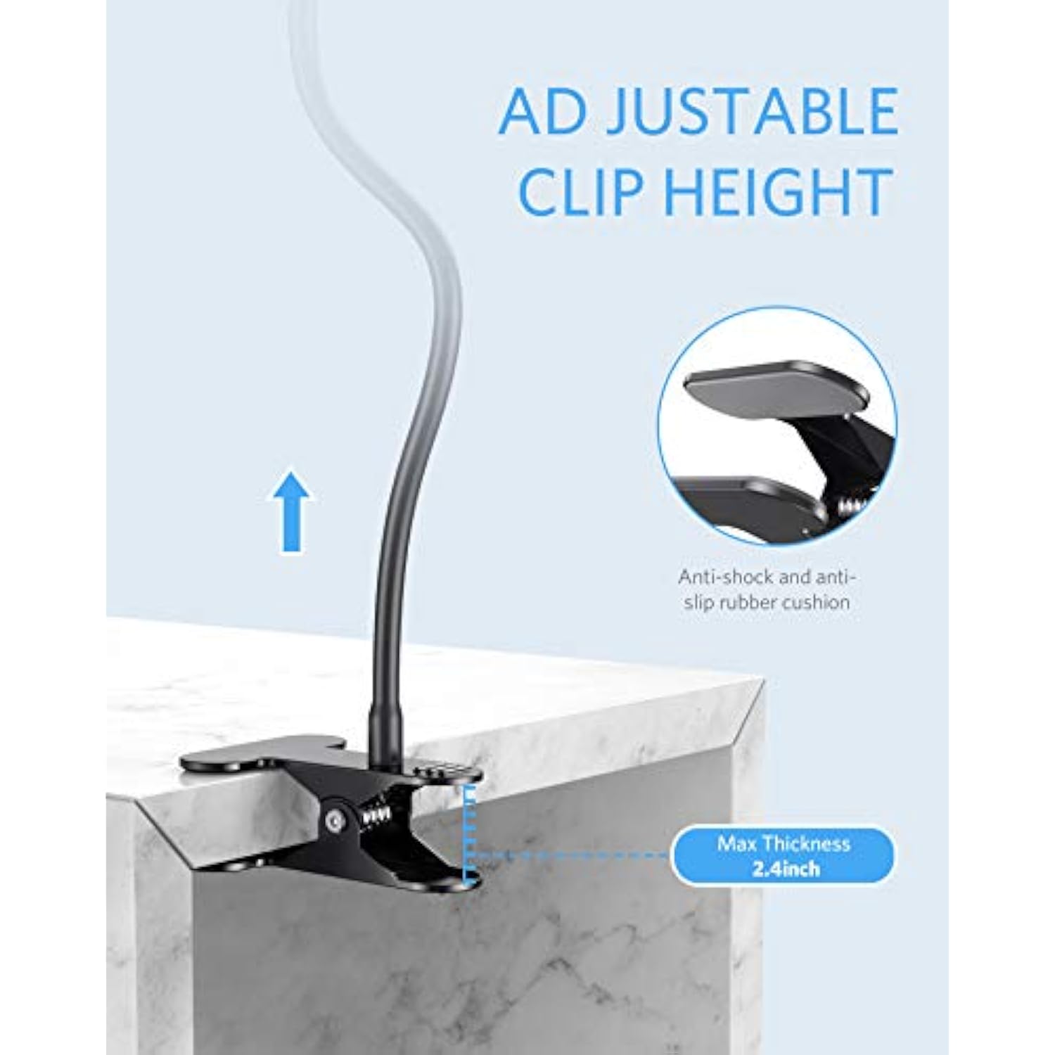 Gooseneck Phone Holder, 360° Swivel for iPhone & Smartphones - Black