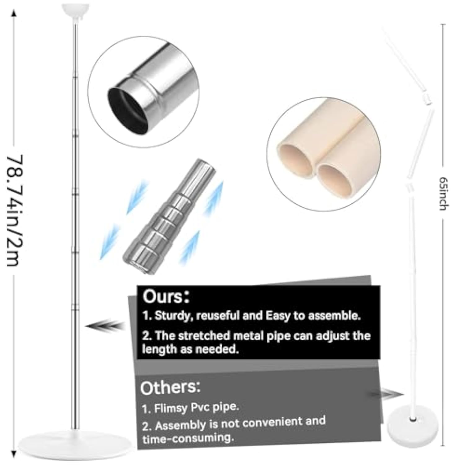 Adjustable Balloon Column Stand Kit: Black & Gold Party Decor - 100 Balloons