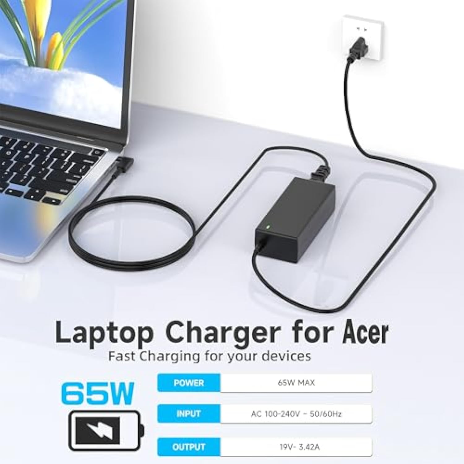 N15Q8 Laptop Charger For Acer Chromebook Cb3 Cb5 Cb3-431 Cb3-532 Cb5-132T 15 C