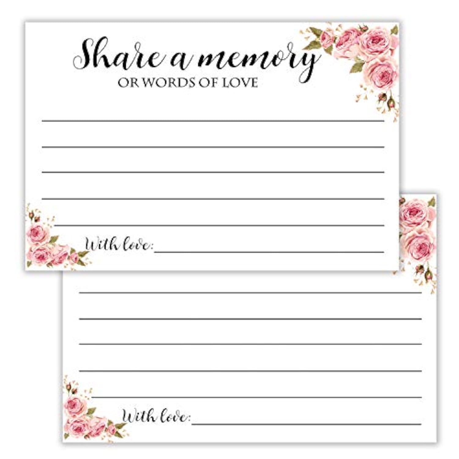 50 Floral Share A Memory Cards For Celebration Of Life Birthday Anniversary Memorial Funeral Graduation Bridal Shower Game, Guest Book Ideas, And Alternatives.4X6 Inches