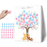 Winnie Gender Reveal Fingerprint Tree, Winnie Gender Reveal Decor Guestbook, Baby Shower Decoration For Expectant Mothers, Baby Shower Guest Book With Stickers