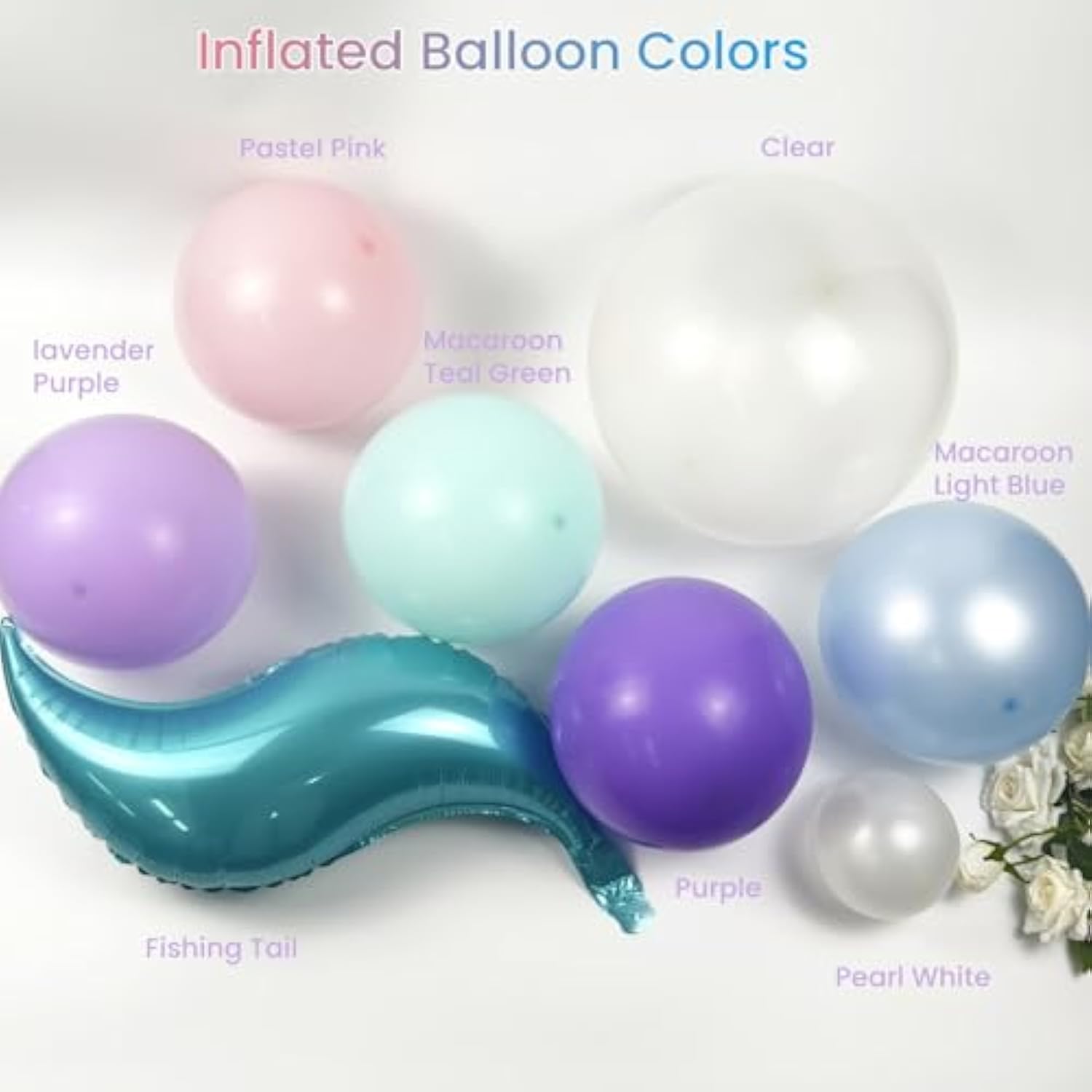 Mermaid Balloon Garland Arch Kit,145Pcs Purple Pastel Pink Light Blue Balloons With Mermaid Tails Foil Balloons For Birthday Gender Reveal Baby Shower Ocean Themed Party Decorations