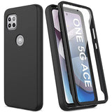 V/A For Motorola One 5G Ace Case With Built-In Screen Protector, Full Body Protection Shockproof Cover Case, [Rugged Pc Front Bumper + Soft Tpu Back Cover] Armor Protective Phone Case (Black)