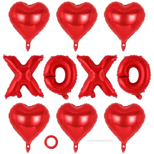 16 Inch XOXO Balloons,18 Inch Heart Balloons Valentines Day Balloon, Love Foil Balloon Banner for Wedding Engagement Galentines Day Bridal Shower Decor