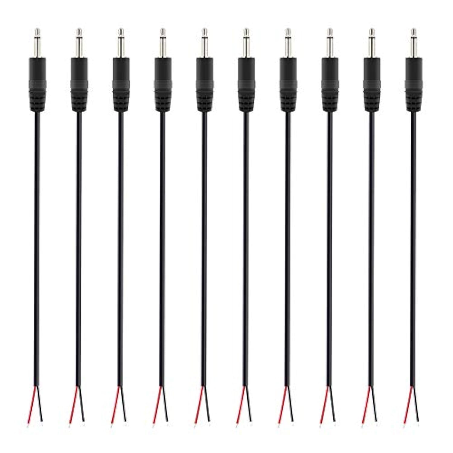 10-Pack 3.5Mm 1/8" To Speaker Wire Ts Mono Male Plug To Bare Wire Pigtail 3.5Mm Jack Connector Adapter Repair Audio Cable For Speaker, Trigger Cable