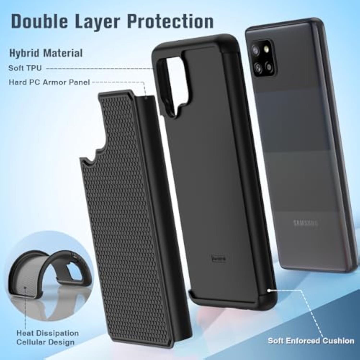 Galaxy A42 5G Phone Case Dual Layer Samsung A42 5G Cover Black
