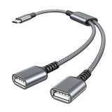 Usb C Male To Dual Usb Female Cable Adapter 3.3Ft,Thunderbolt 3 To Double Type