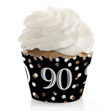 Big Dot of Happiness Adult 90th Birthday - Gold Party Decorations Cupcake Wrappers Set 12