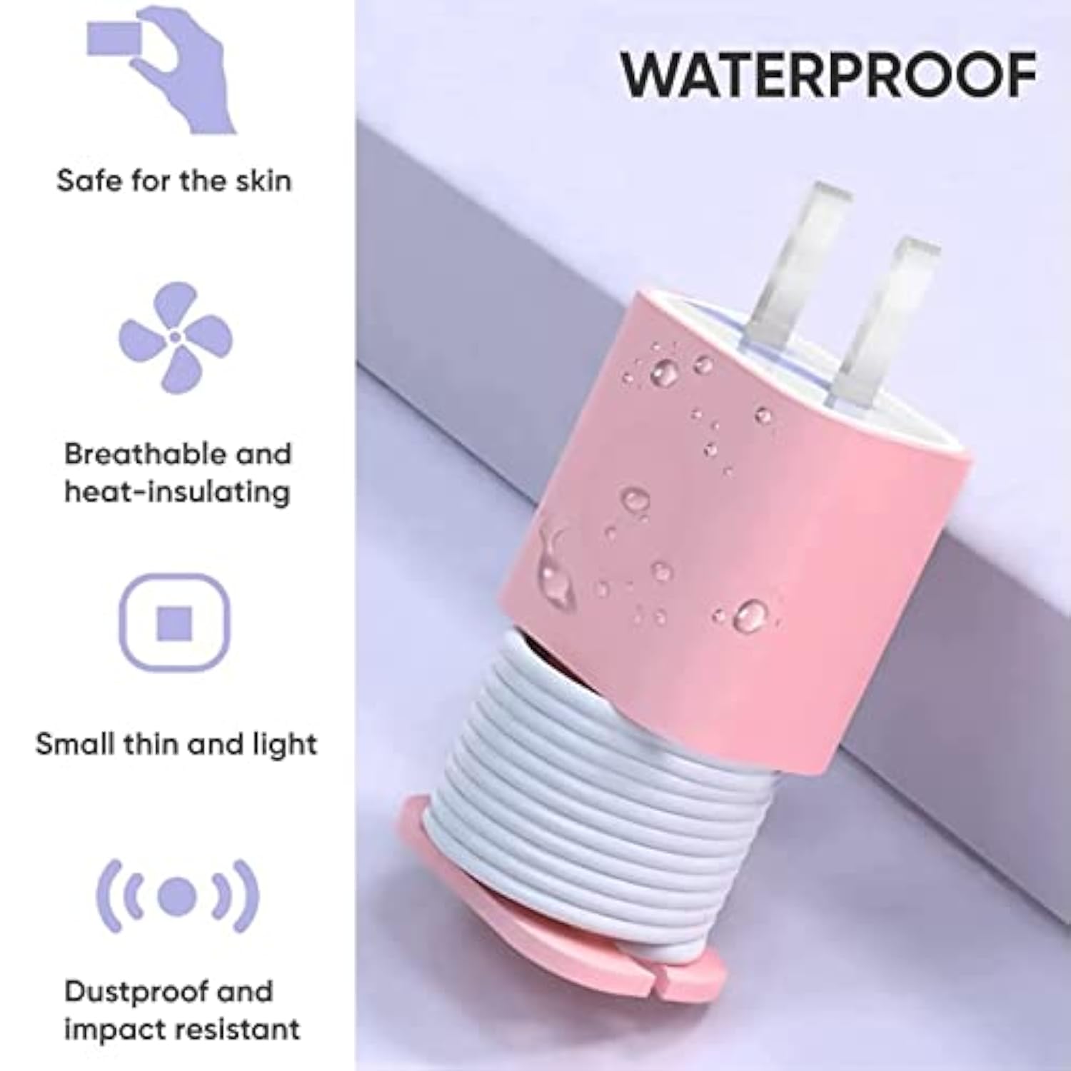 4-Pack 2 In 1 Silicone Charger Protector With Cord Wrap, Iphone Silicone Power Adapter Case, Snapback Charger Winder, Compatible With 18W/20W - 1.65 X 1.1 Inches