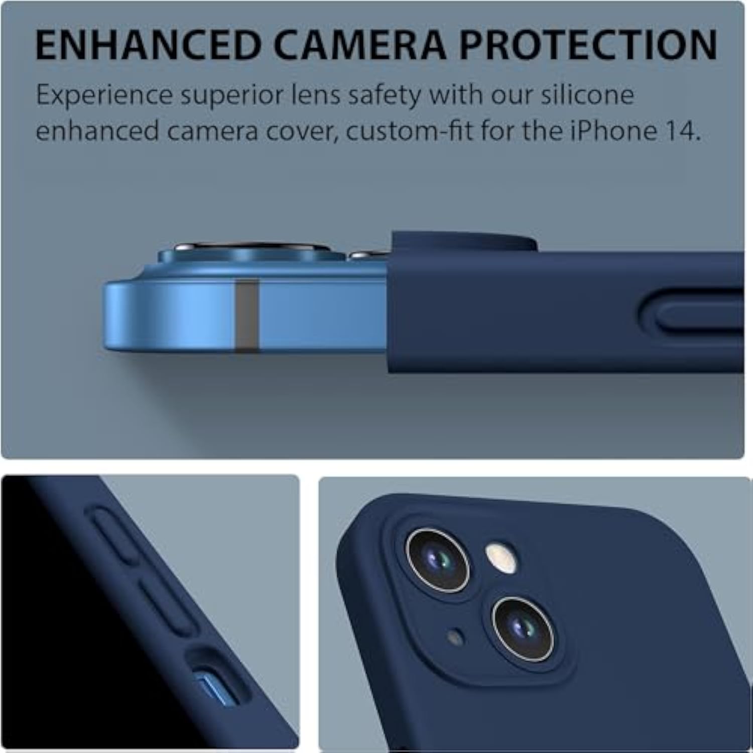 CellEver Heavy-Duty Silicone Case for iPhone 14 [Camera Protection] [Anti-Oil Coating] Military Drop Protection, Soft Scratch-Free Interior, Navy Blue