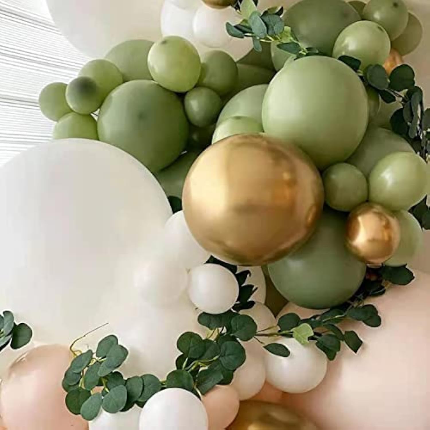 Sage Green & Gold Balloon Garland Kit – 152PCS for Party, Wedding, or Baby Shower Decor