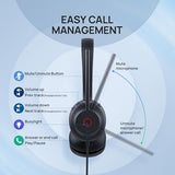UH35 USB-C/A Headset with Noise Cancelling Microphone, Wired Headphones for Computer PC, Mute Button, Compatible with Zoom, Google and Other Leading