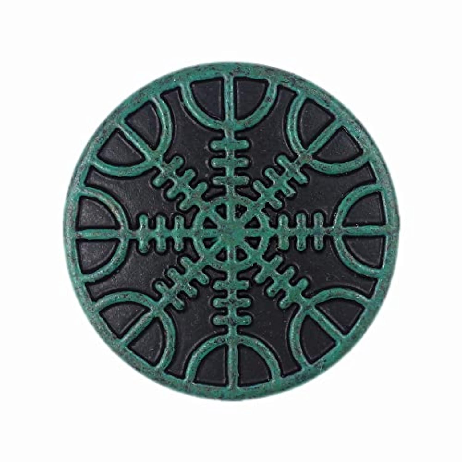 12 Pieces Viking Helm Of Awe Pattern Metal Shank Buttons. 23Mm (7/8 In