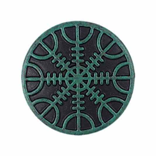 12 Pieces Viking Helm Of Awe Pattern Metal Shank Buttons. 23Mm (7/8 In