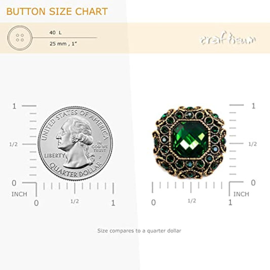 10 Pcs Green Rhinestones Inlaid Retro Round Octagon Metal Shank Sewing