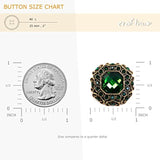 10 Pcs Green Rhinestones Inlaid Retro Round Octagon Metal Shank Sewing