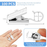 Curtain Clips Hooks, 100 Pack Stainless Iron Drapery Hooks Clips For Hanging Party String Lights Christmas Courtyards Decoration, Art Craft Display, Gutter Tent Camper Awning Hangers, White