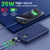 Portable Charger Powerbank 40,800Mah With 2 Built-In Cables,25W Pd Fast Charging +Qc 4.0 Quick Phone Charging Power Bank, 5 Outputs Lcd Display Usb C Battery Pack For Iphone 16/15 Android Galaxy Etc