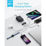 Anker Desktop Charger, Fast Charging USB C Charger, 112W Max 6-Port Charging Station, for iPhone, iPad, MacBook, Samsung and More (Cable Not Included)