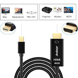 Mini Displayport To Hdmi Cable 4K, Thunderbolt To Hdmi Cable 6 Feet Up To 4K@3