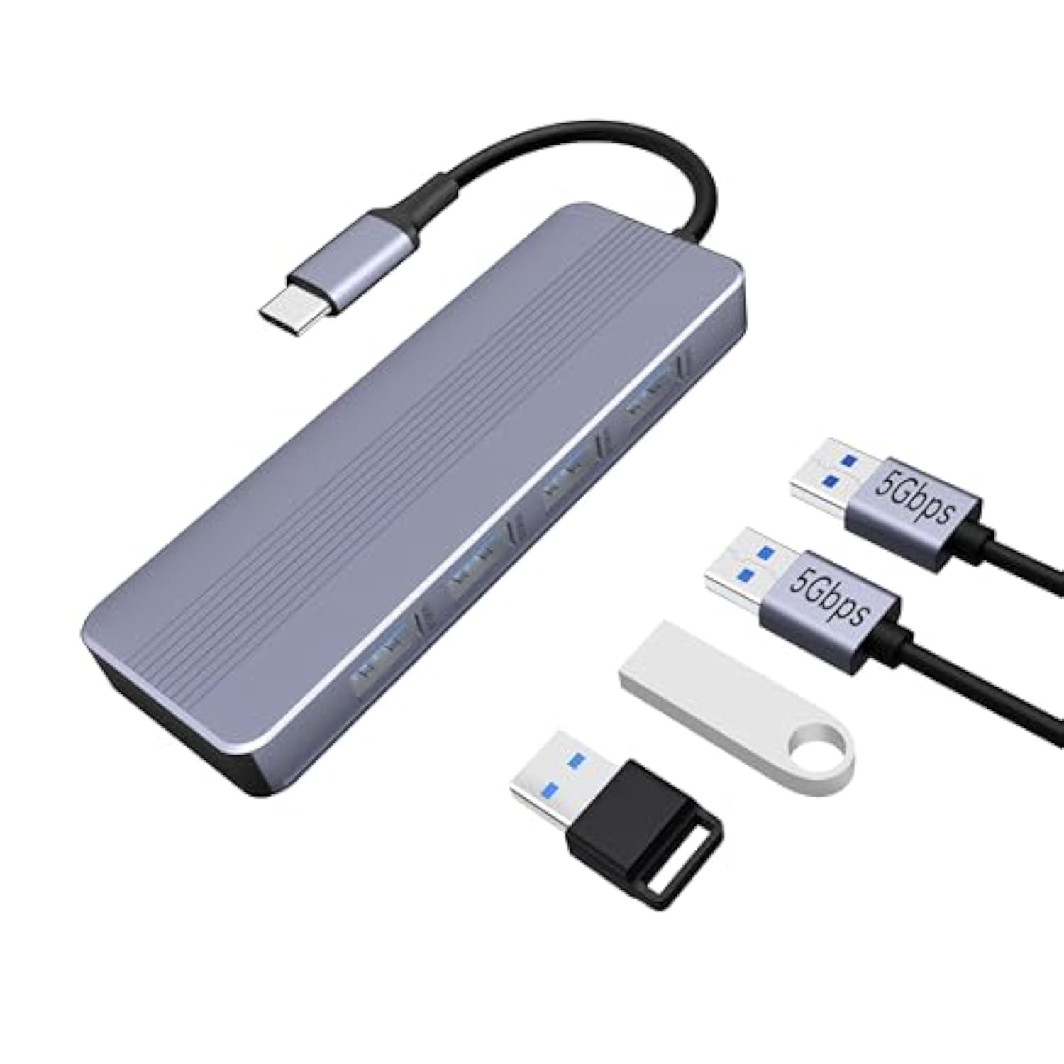 4-Port Usb 3.0 Hub For Laptop, Ultra Slim Usb Hub With 5Gbps Transfer Speed Us