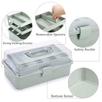 3-Layer Plastic Dividing Storage Craft Organizer With Adjustable Spacers And Portable Handled Multipurpose Home Utility Box For Medicine, Sewing And Art Supply