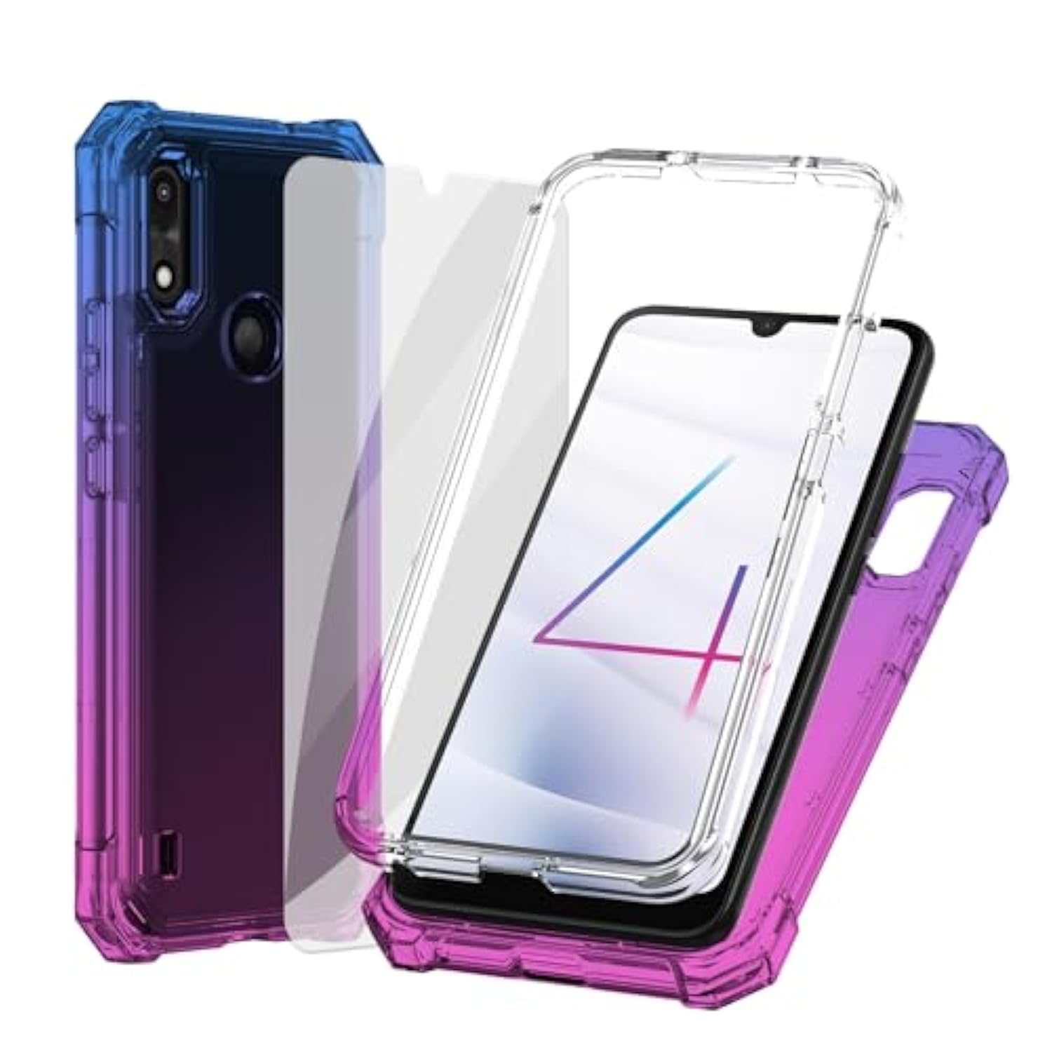 For Gabb Phone 4 Case, Gabb Phone 4 Phone Case With Screen Protector, Shockproof Corners Tpu Bumper, Dual Layer Silicone Military Grade Protective Cell Phone Cover-Blue Pink