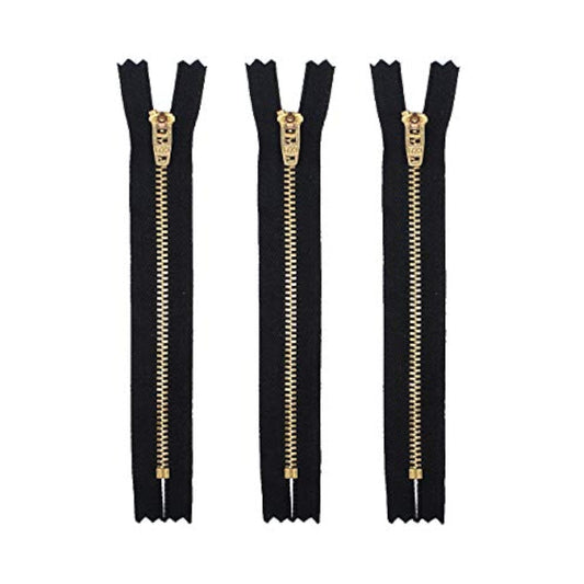 9" Pants Brass Zipper #4.5- Black (3 Zippers)