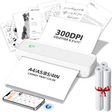 Inkless Portable Printer For Travel, Wireless Printer Supports 8.5 X 11 Inch Thermal Paper, Bluetooth Machine Includes 3 Rolls Of Thermal Paper Set