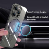 Magnetic For Iphone 16 Pro Max Case Clear Invisible Ring Stand Built-In Camera Lens Protector Compatible With Magsafe Shockproof Case For 16 Promax,Desert Titanium