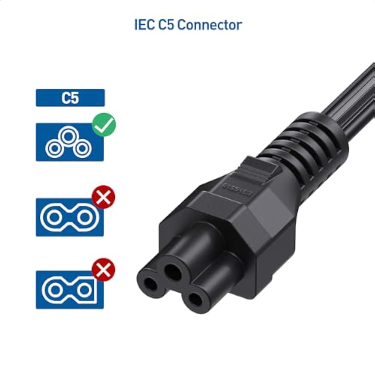 Cable Matters 2-Pack 3 Prong Power Cord - 6ft, 13A / 16AWG, Laptop Power Cord Replacement Compatible with Dell/HP/ASUS Computers, (NEMA 5-15P to IEC C5), Black