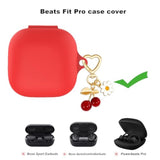Protective Case For Beats Fit Pro With Cute Cherry Charm Heart Keychain, Soft Silicone Skin Cover Protective Accessories Daisy Key Chains For Beats Fit Pro Earbuds Charging Case Red