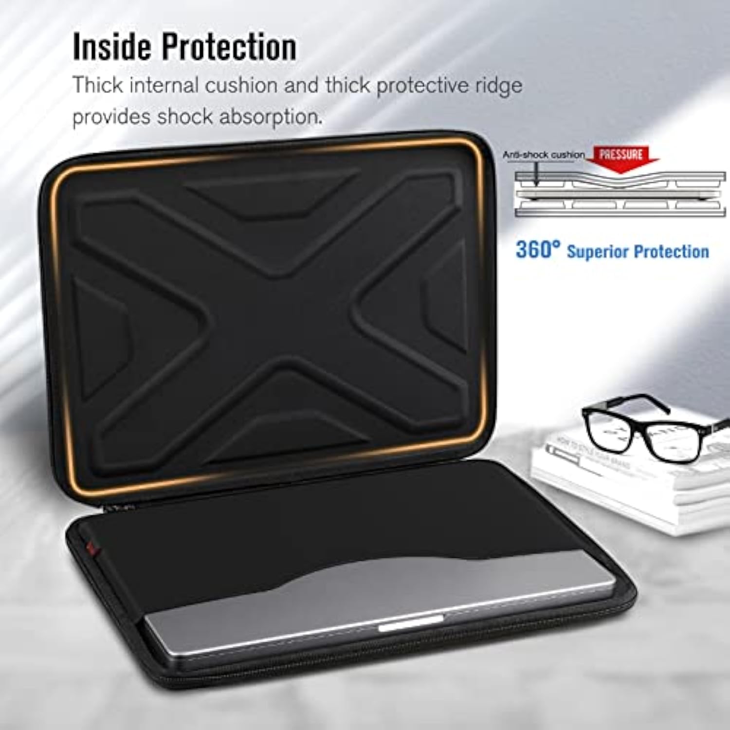 Hard Shell Laptop Sleeve Case For 16" Macbook Pro (M4/M3/M2/M1 Pro/Max) A3403 A3186 2024, Asus Vivobook 15.6", 15" Surface Book And Acer/Hp/Lenovo/Dell Chromebook, Shock Absorption Computer Bag