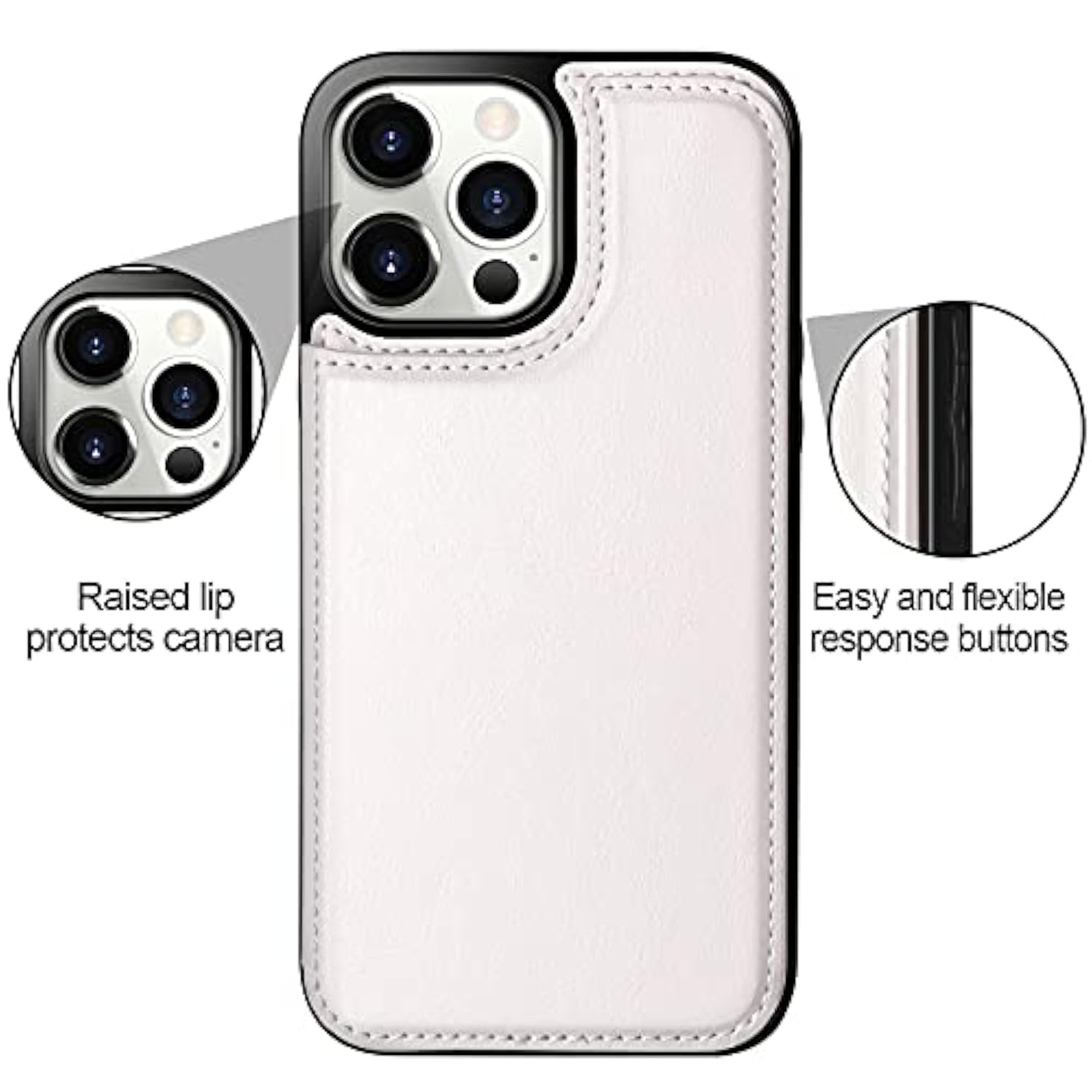 Wallet Case Compatible With Iphone 13 Pro Max Case 5G 6.7-Inch Slim Protective With Credit Card Slot Holder Flip Folio Soft Pu Leather Magnetic Closure Cover, White