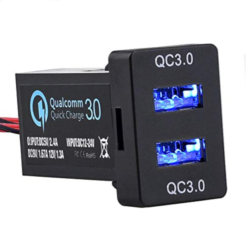 Quick Charge 3.0 Dual Usb Port Charger Socket For Toyota