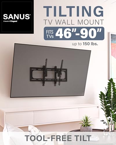 Tilting TV Wall Mount for 46" - 90 TVs or 150lbs - Premium Tilt Mount w/Universal Fit - Smooth 5.7" Extension Allows for Cable Management - Includes