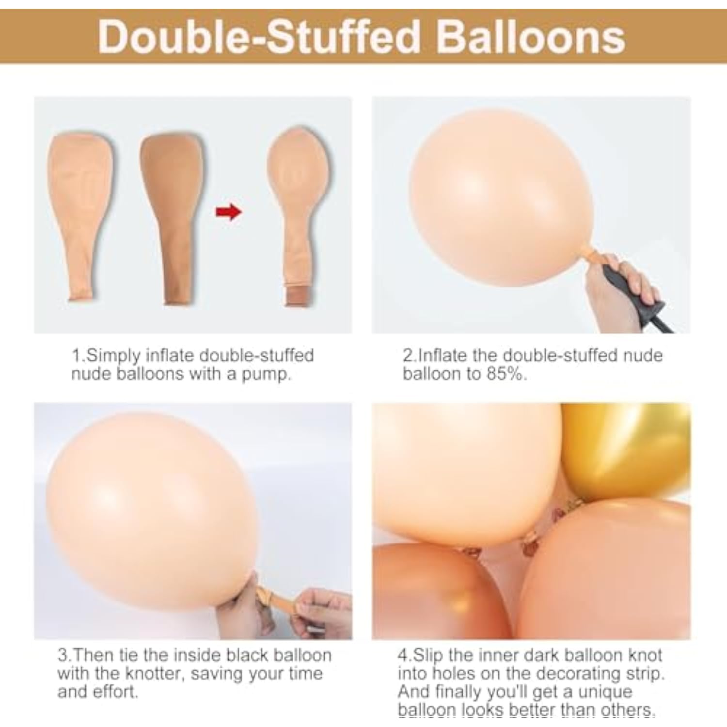 153Pcs Boho Blush Balloon Arch Kit with Nude, Peach & Gold for Parties  Weddings