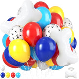 Paw Balloons, Red Yellow Blue Animal Paw Print Latex Balloons With Bone Foil Balloon For Kids Boy Girl Cartoon Theme Birthday Party Graduation Baby Shower Decorations