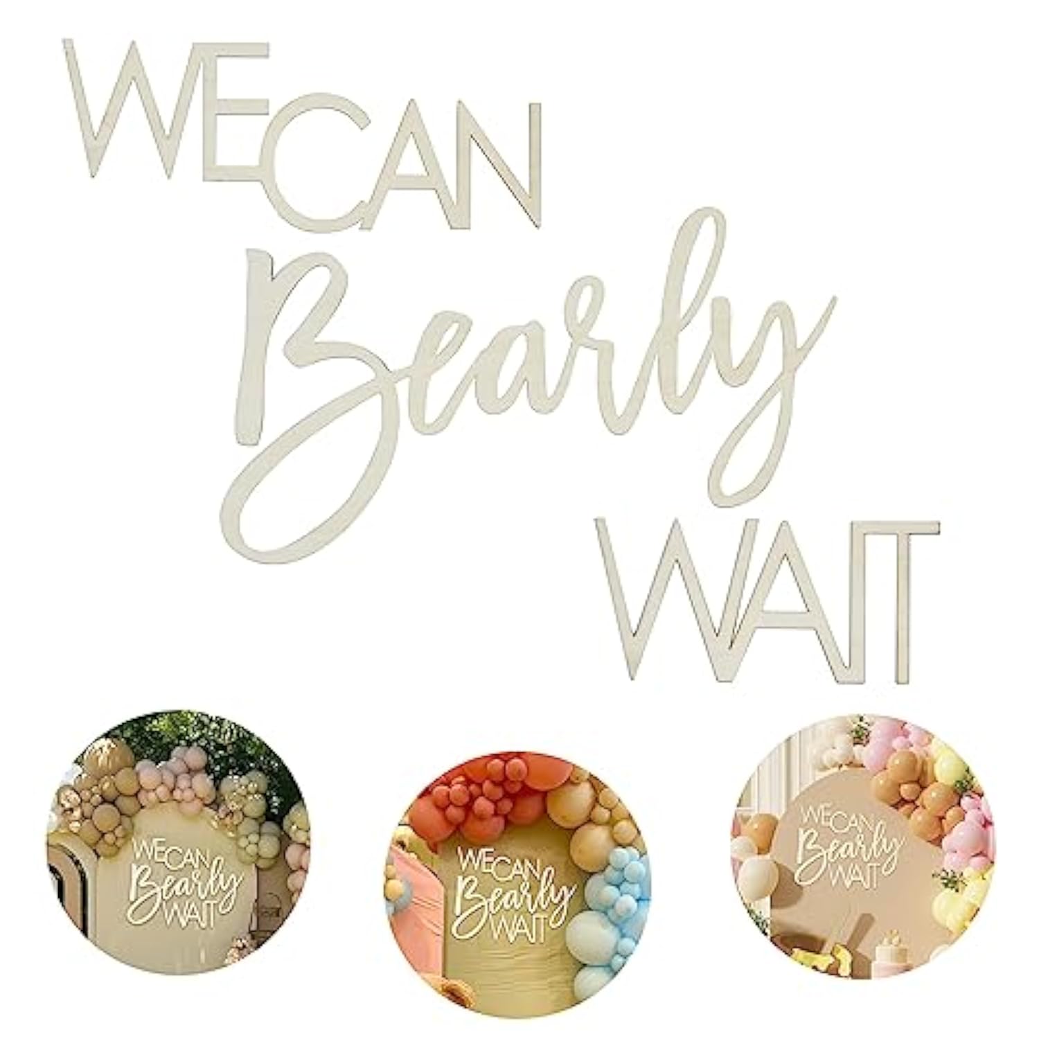 We Can Bearly Wait Sign - Teddy Bear Baby Shower & Gender Reveal Backdrop Banner