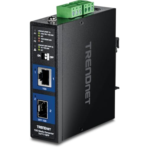 Industrial 10G Sfp+ Media Converter, Ti-F711Sfp, Extreme Temperature Ip50 Rated, Ethernet Splitter, Din-Rail And Wall Mounts Included, Ndaa Taa Compliant For Government Use